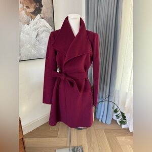 Elegant Burgundy Belted Coat by Banana Republic